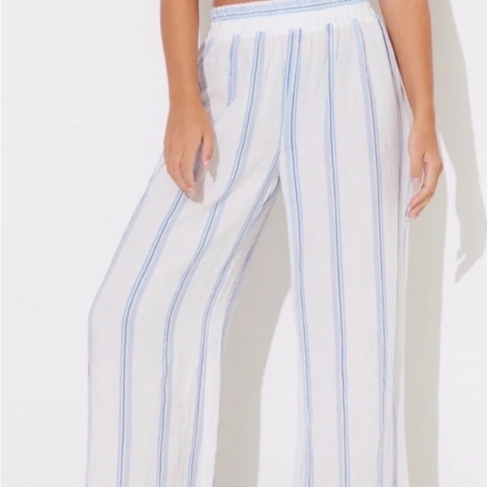 Ocean Drive Blue and White Striped Wide Leg Pants